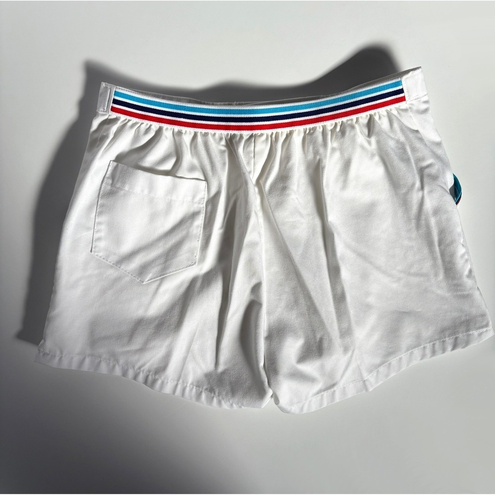 VTG 80s Jantzen Retro Tailored Tennis Shorts Rainbow Stripe Terry USA 30 Preppy